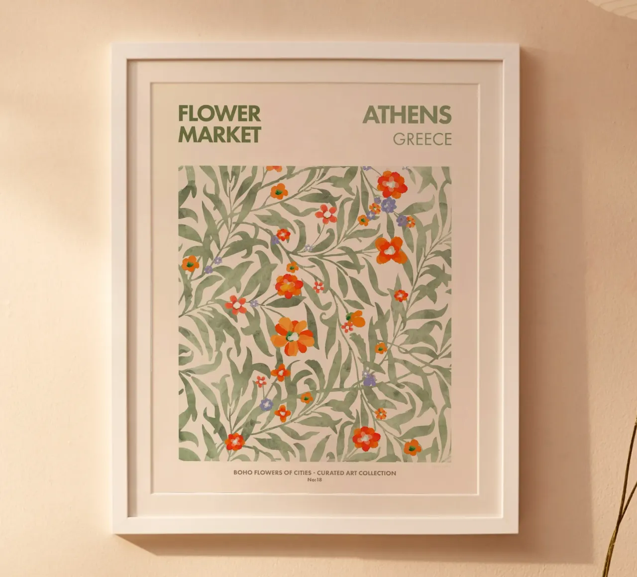 Mercato dei fiori di Atene poster con telaio in plastica da Emel Tunaboylu