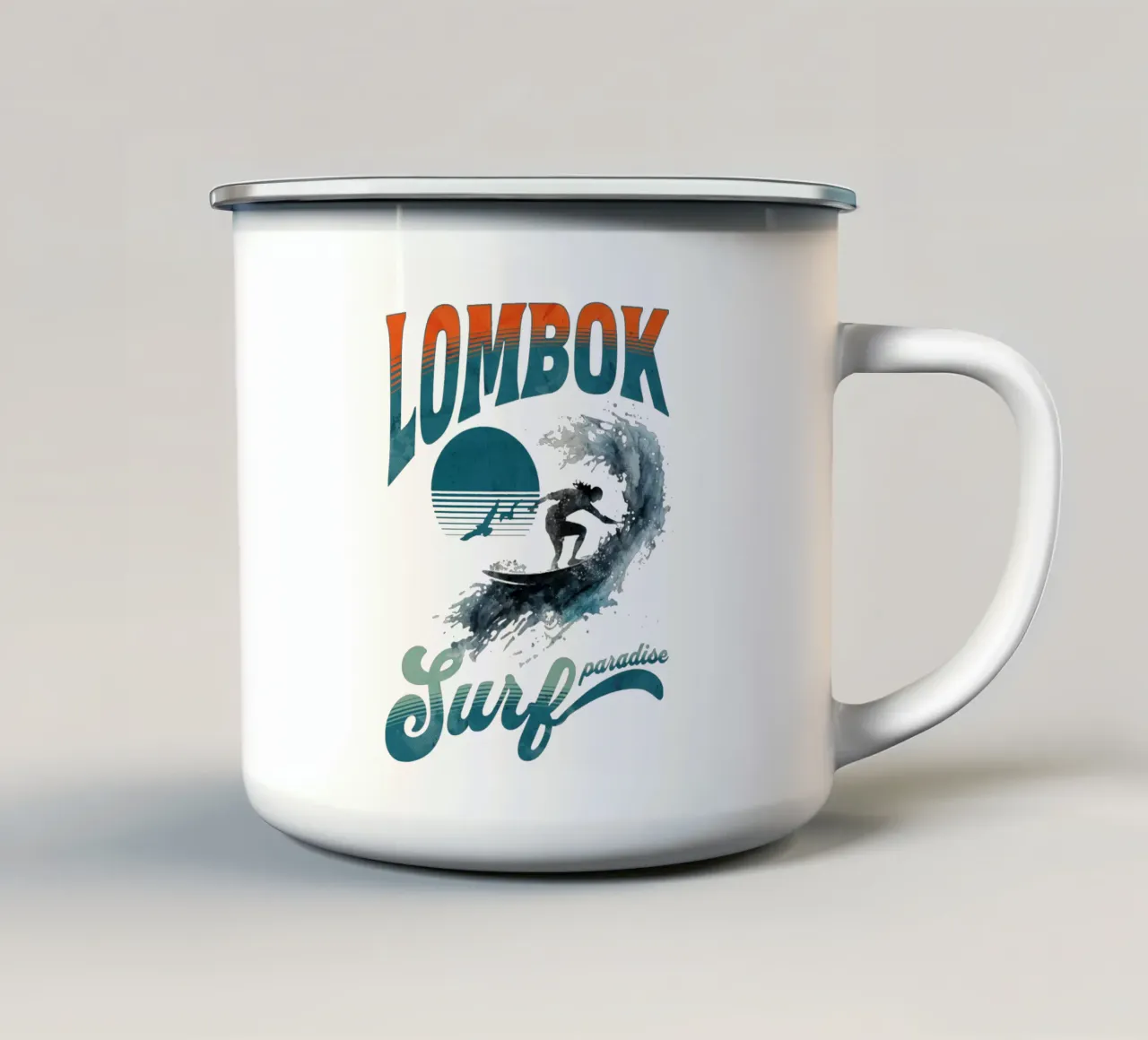 Il paradiso del surf di Lombok tazza in smalto da Gunawan Rb