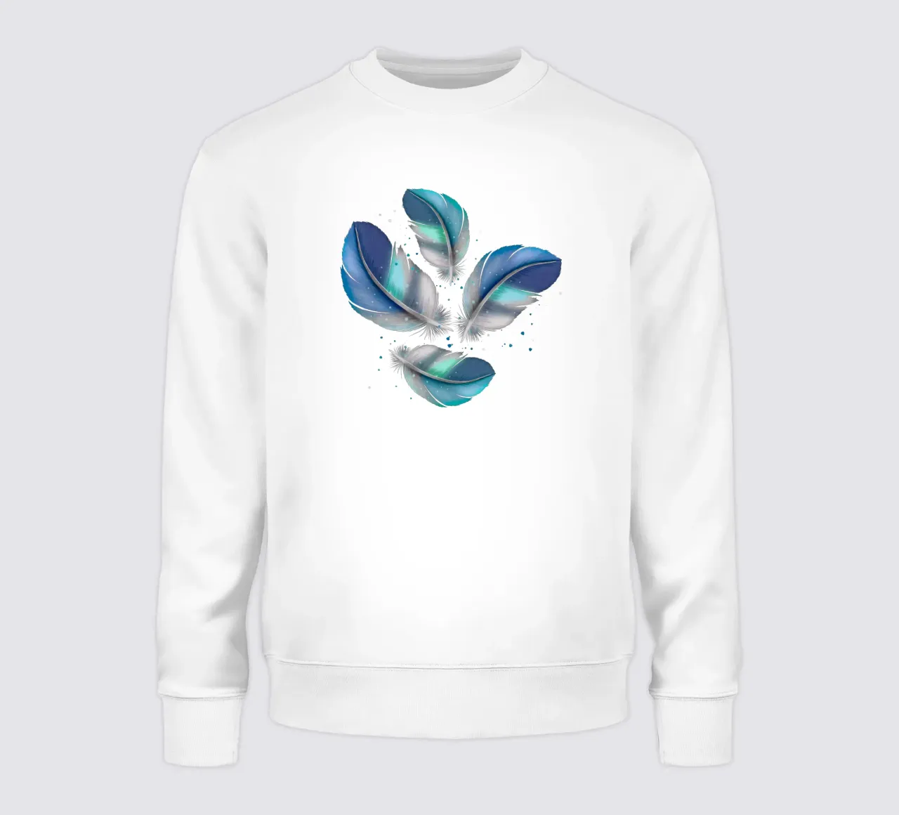 Piuma di colore blu-grigio. Modello di piuma. felpa da CalliLetters