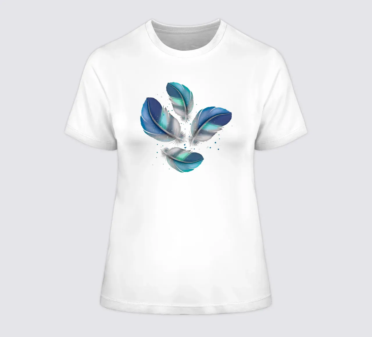 Feder in Blau bis Grau. Feder Muster. Frauen T-Shirt von CalliLetters