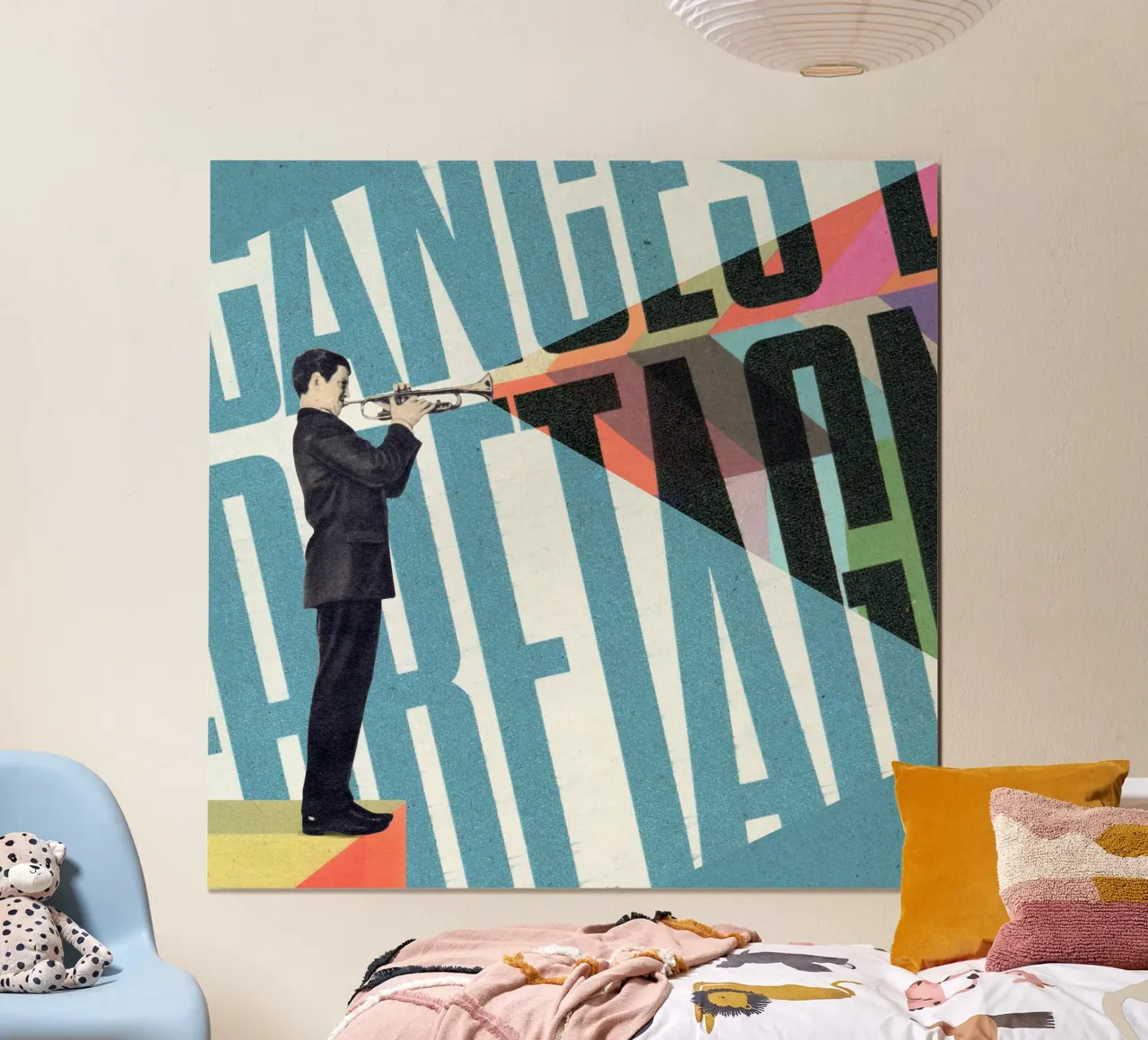 Big bad trumpet player poster con telaio in legno da Sammy Slabbinck