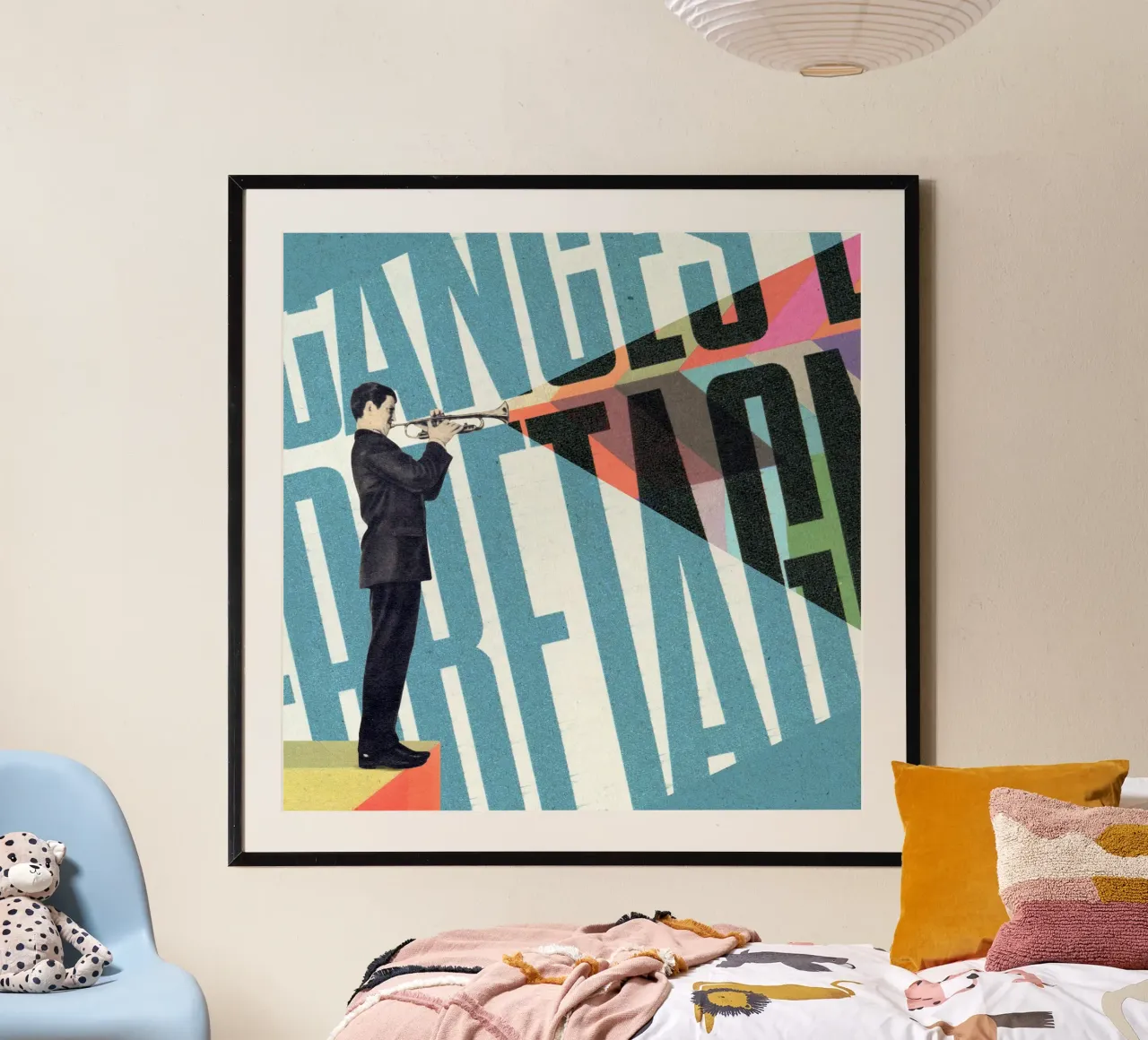 Big bad trumpet player poster con telaio in legno da Sammy Slabbinck