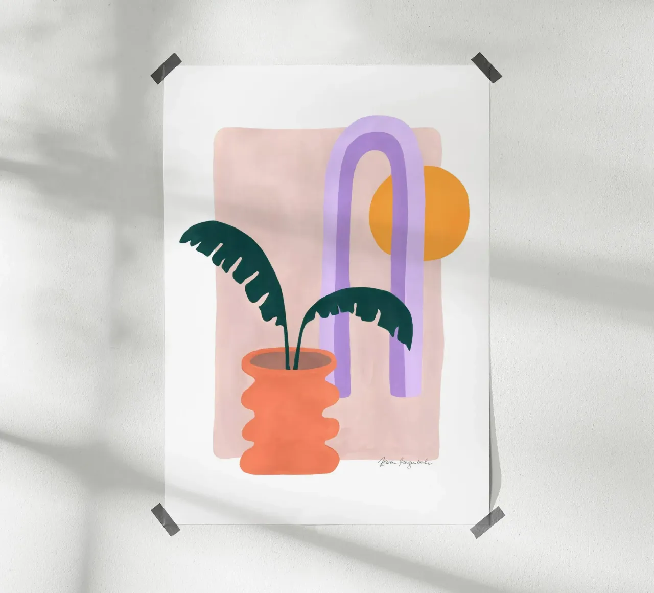 Banana & Sunshine poster con telaio in plastica da karenmenzenbach