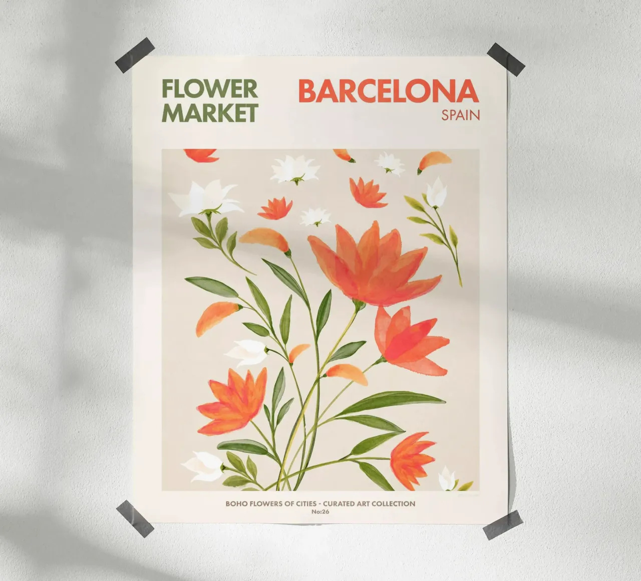 Barcellona poster con telaio in alluminio da Emel Tunaboylu
