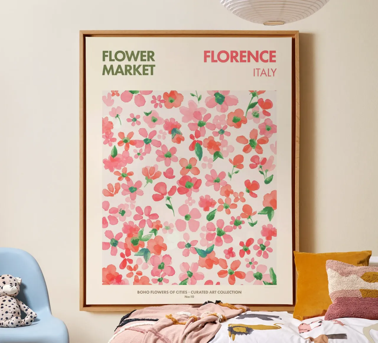 Firenze - Mercato dei fiori tela con Cornice a cassetta da Emel Tunaboylu