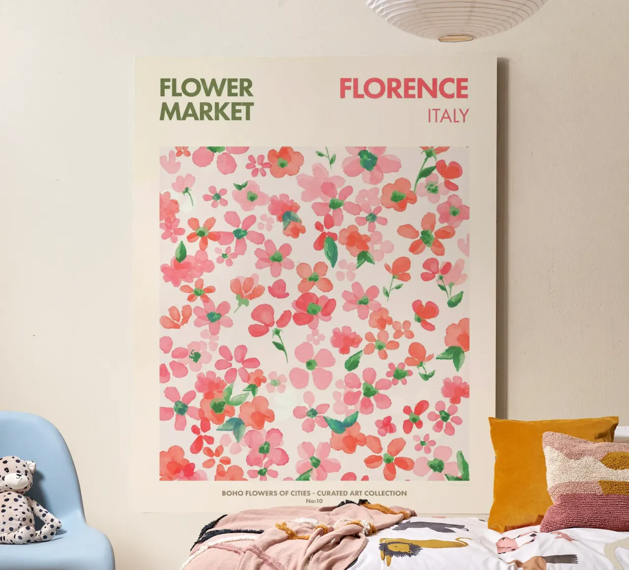 Firenze - Mercato dei fiori tela con Cornice a cassetta da Emel Tunaboylu