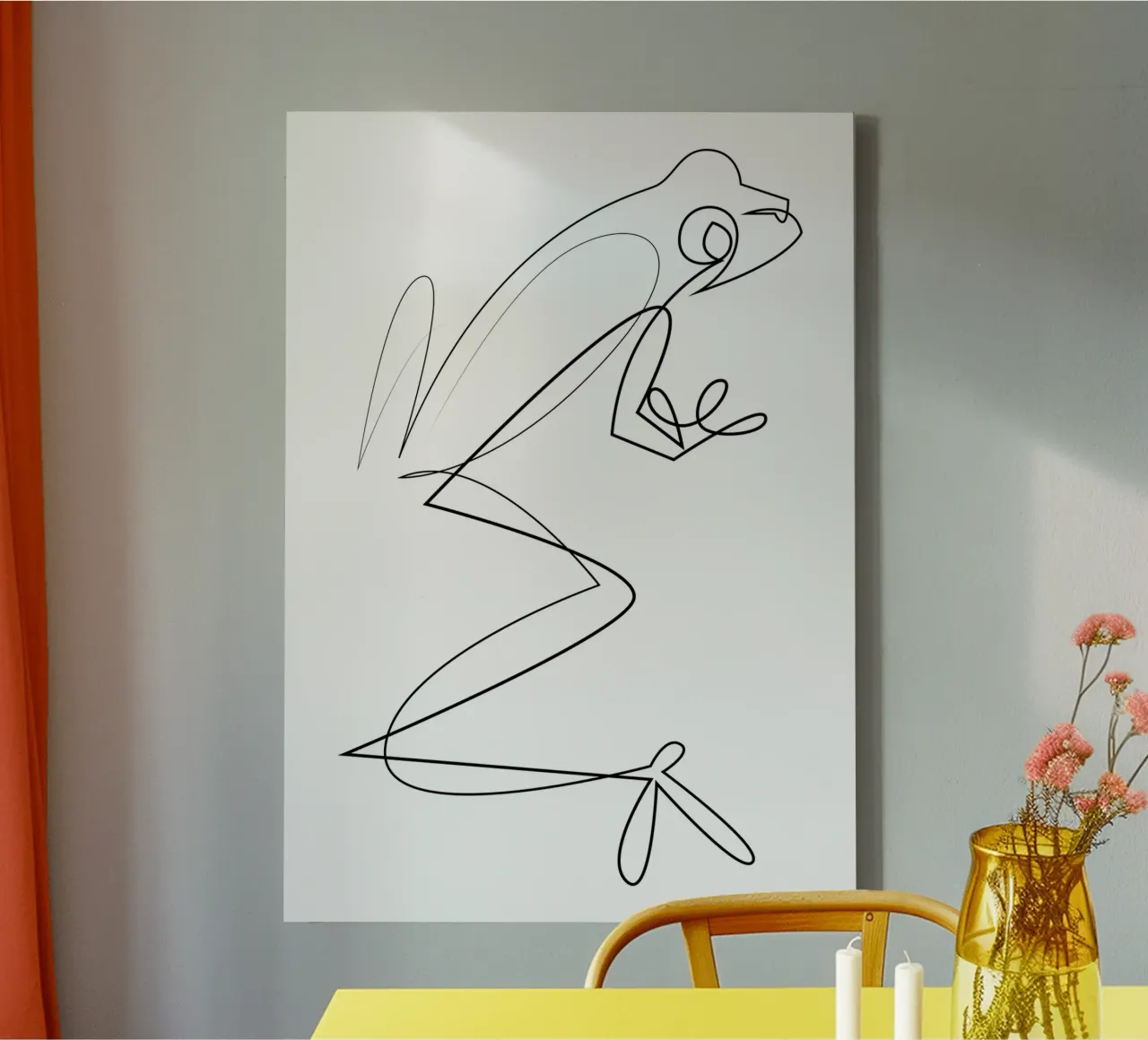 Arboreal - one line frog canvas by Addillum
