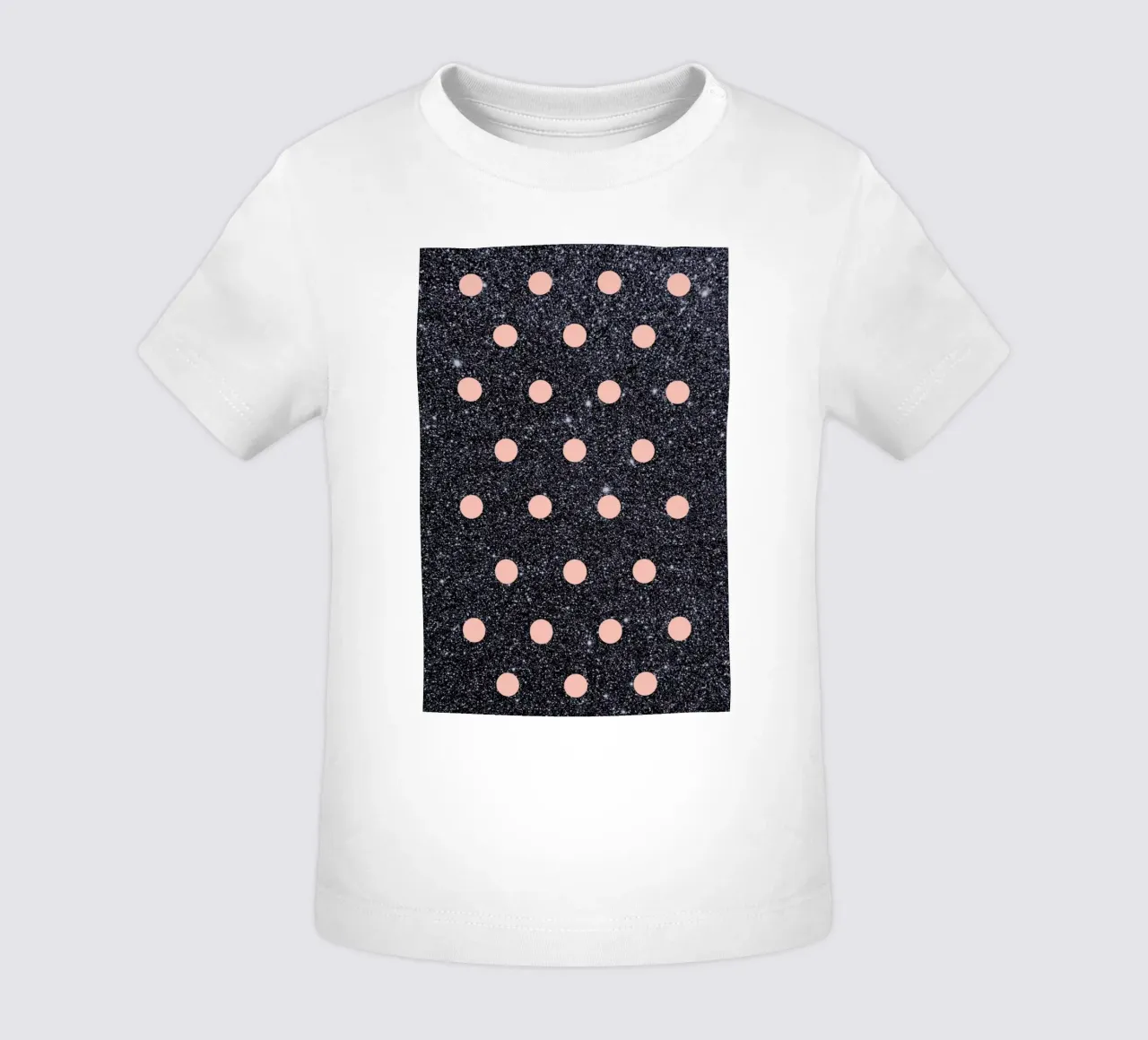 Pink Polka Dots on Shiny Background maglietta neonato da cafelab