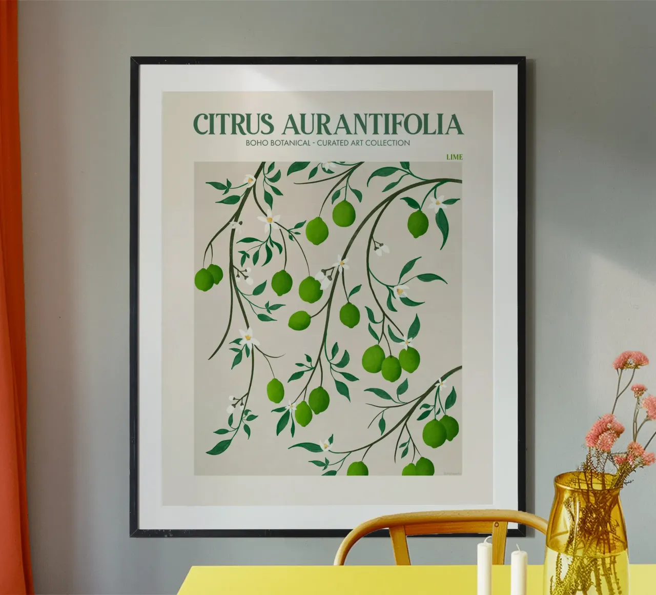 Citrus Aurantifolia - Lime poster con telaio in plastica da Emel Tunaboylu