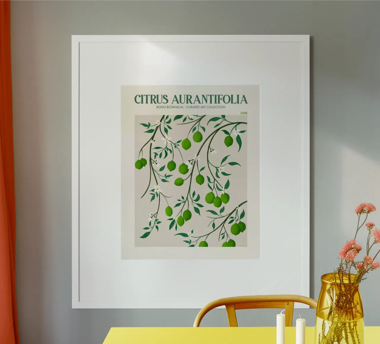 Citrus Aurantifolia - Lime poster con telaio in plastica da Emel Tunaboylu