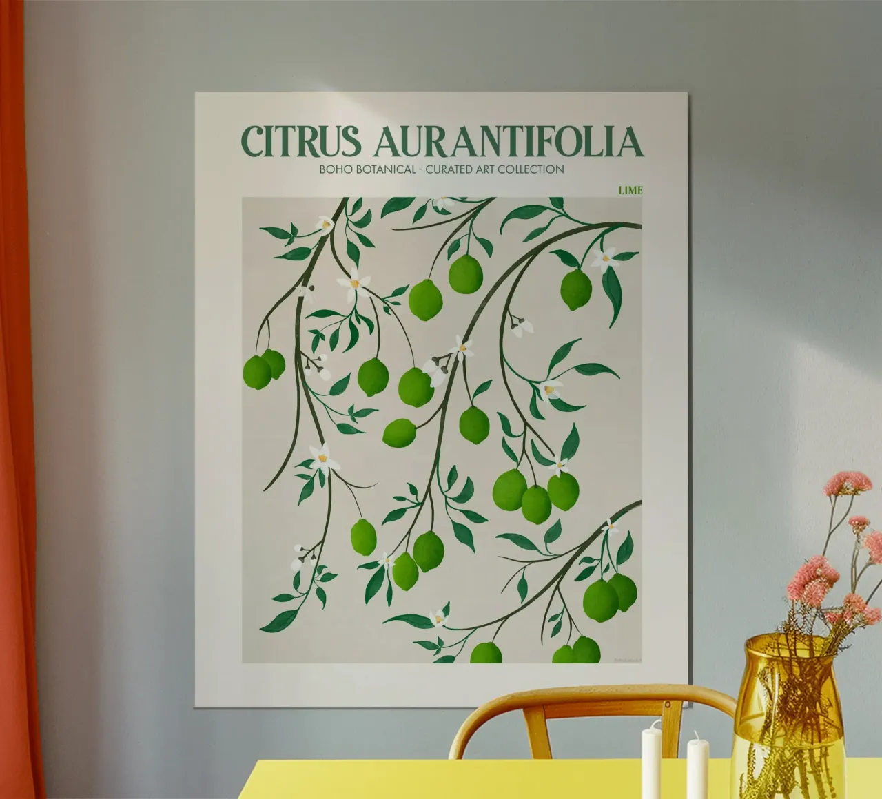 Citrus Aurantifolia - Lime poster con telaio in plastica da Emel Tunaboylu
