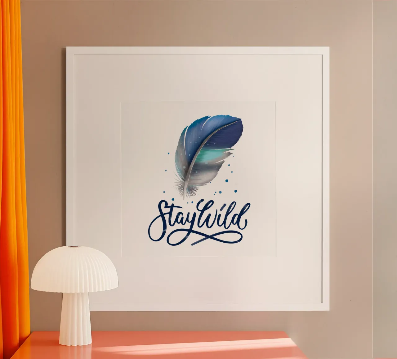 Feder. Stay Wild. Calligrafia a pennello poster con telaio in plastica da CalliLetters