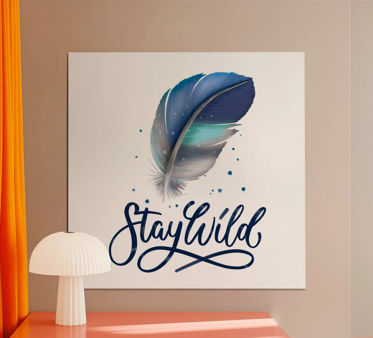 Feder. Stay Wild. Calligrafia a pennello poster con telaio in plastica da CalliLetters