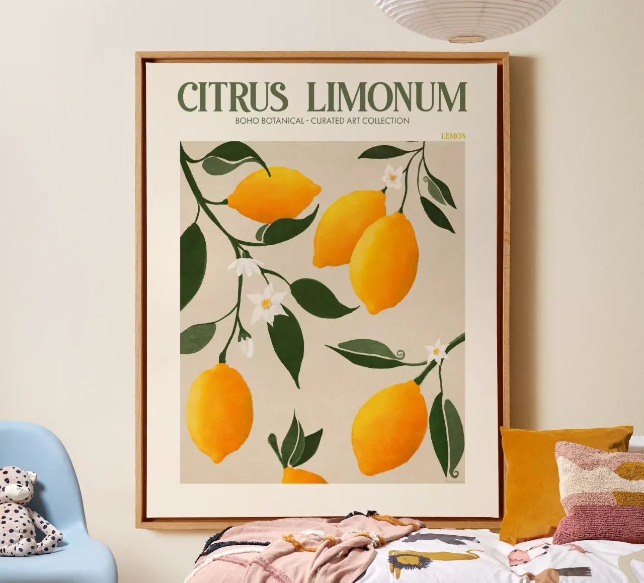 Citrus Limonum - Zitrone Leinwand mit Schattenfugenrahmen von Emel Tunaboylu
