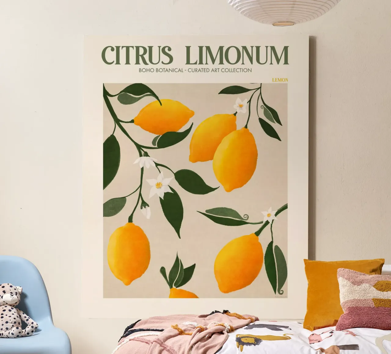 Citrus Limonum - Zitrone Leinwand mit Schattenfugenrahmen von Emel Tunaboylu