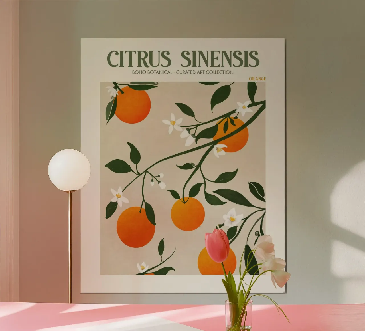 Citrus Sinensis - Arancia poster con telaio in alluminio da Emel Tunaboylu