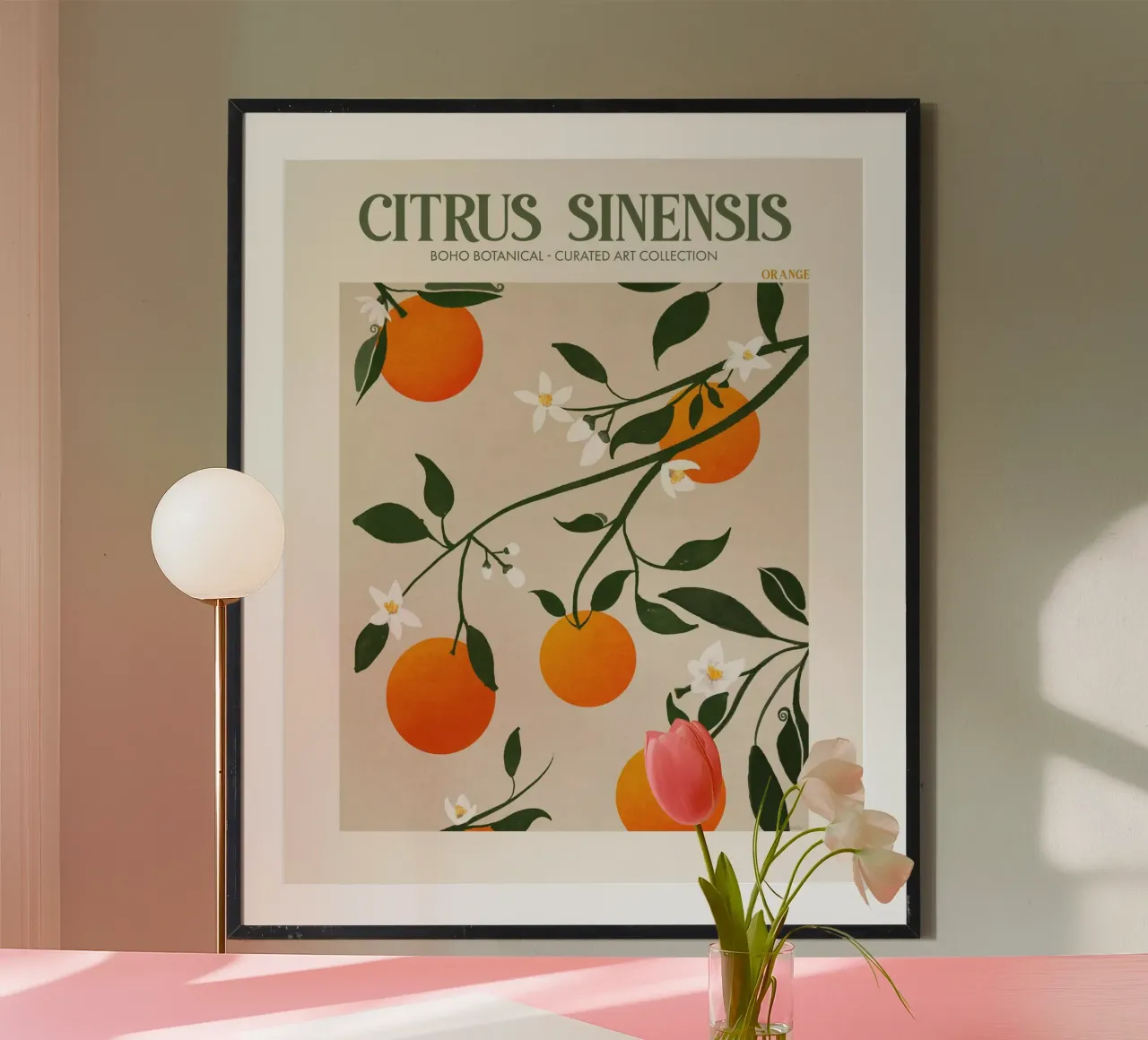 Citrus Sinensis - Arancia poster con telaio in alluminio da Emel Tunaboylu