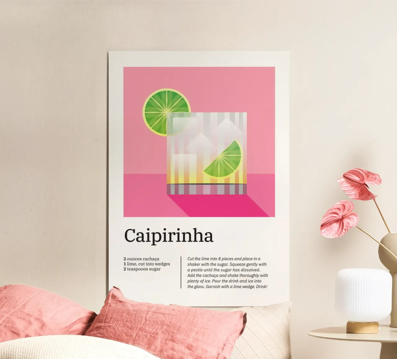 Caipirinha Cocktail Serie Poster mit Aluminium Rahmen von Schuhmann Design
