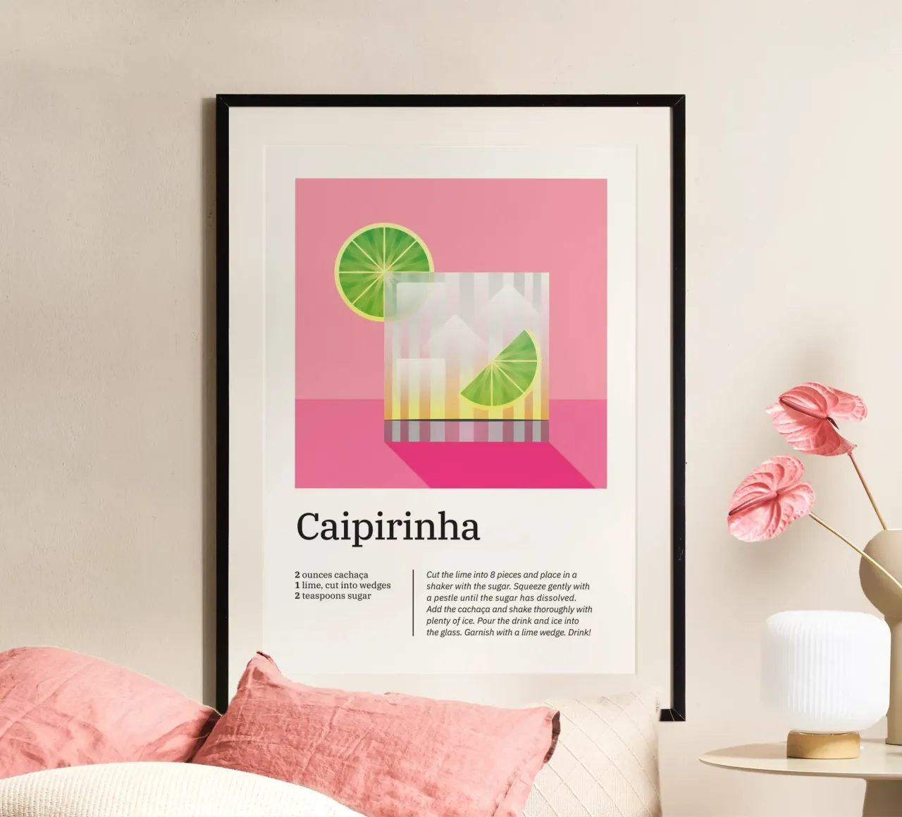Caipirinha Cocktail Serie Poster mit Aluminium Rahmen von Schuhmann Design