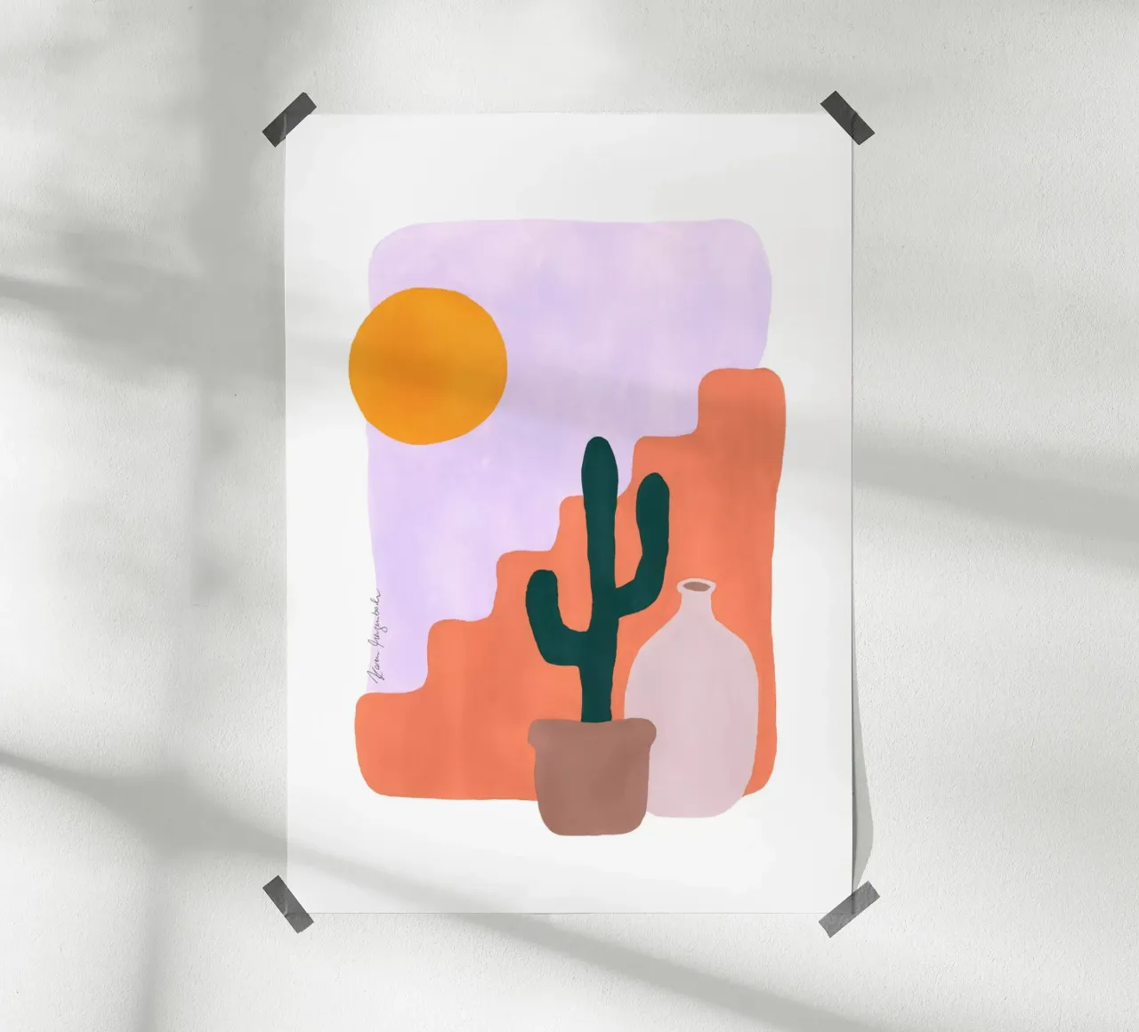 Cactus & Sunshine poster with aluminum frame by karenmenzenbach