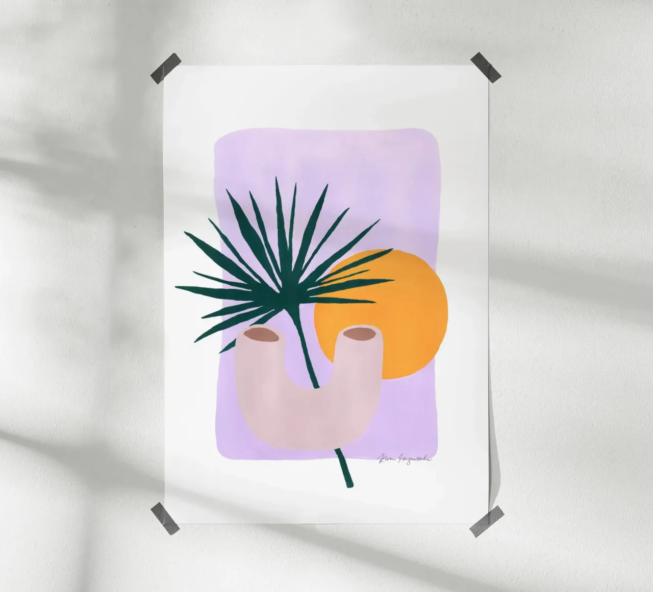 Fan Palm & Sunshine poster with aluminum frame by karenmenzenbach