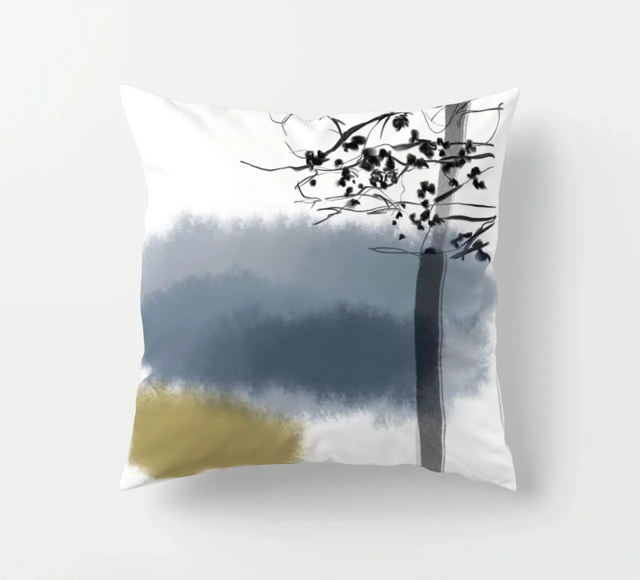Tree in winter decorative cushion by SaraRosenbaum