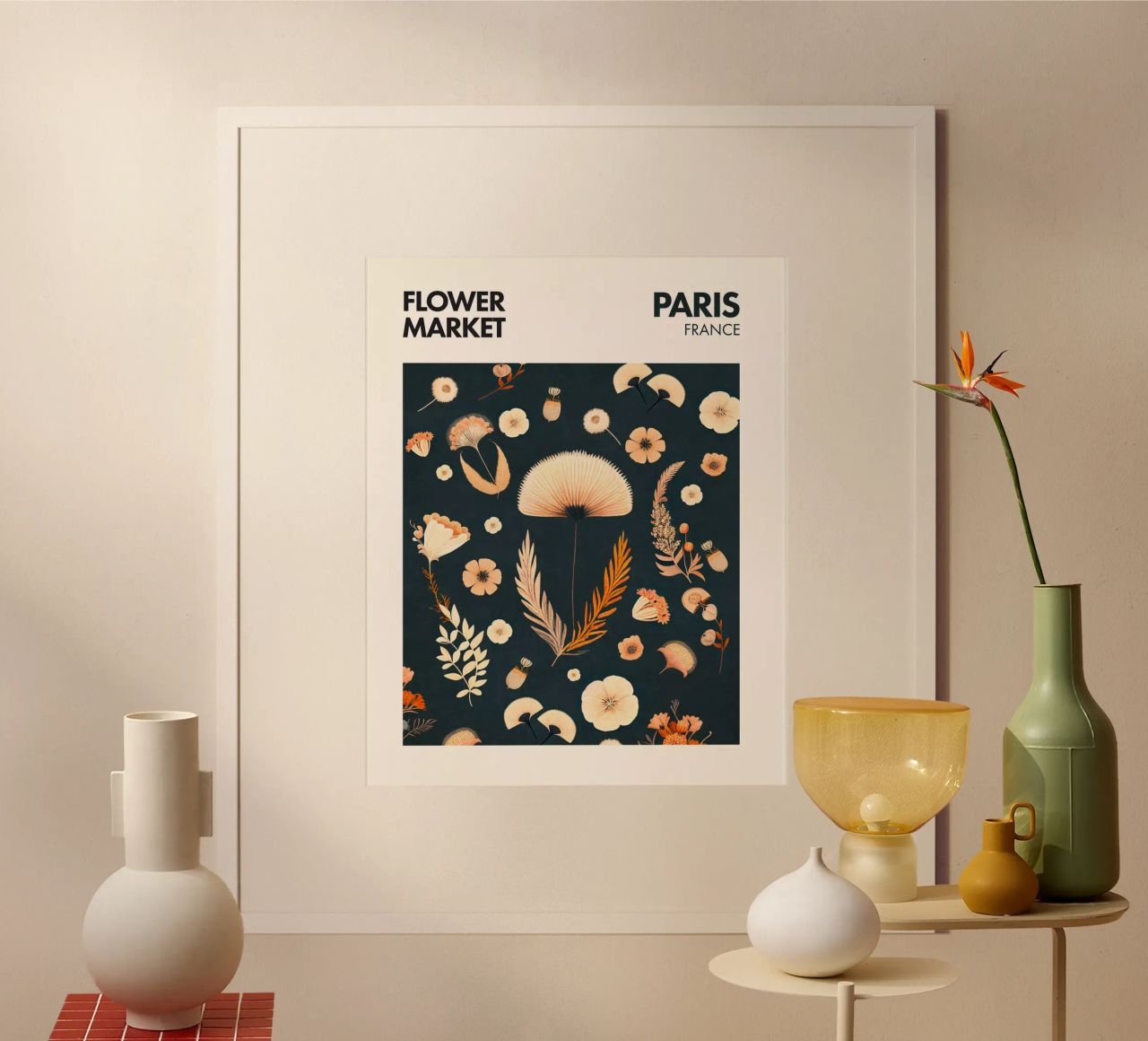 Parijs - Bloemenmarkt poster van Emel Tunaboylu