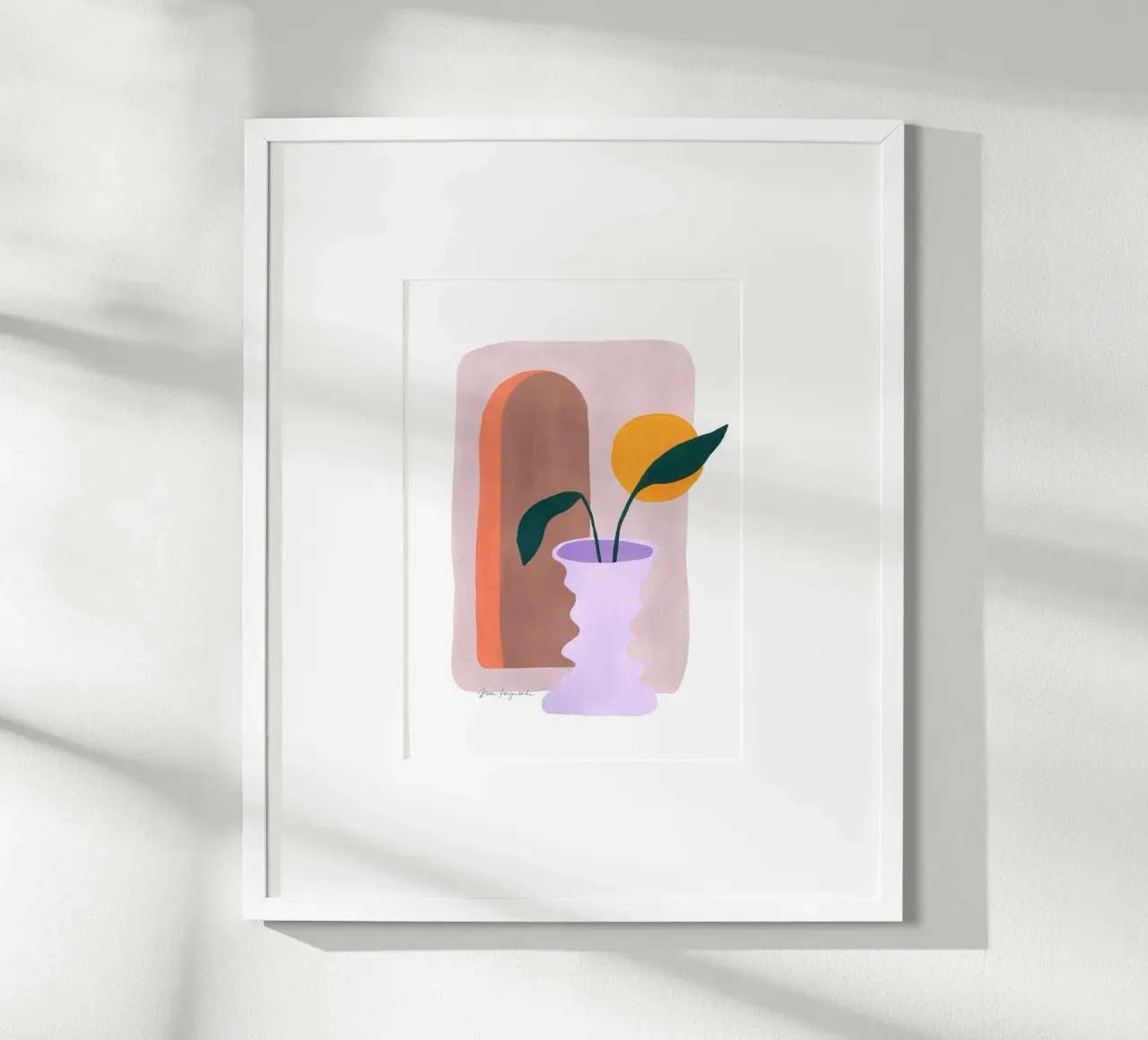 Strelitzia & Sunshine poster with wooden frame by karenmenzenbach