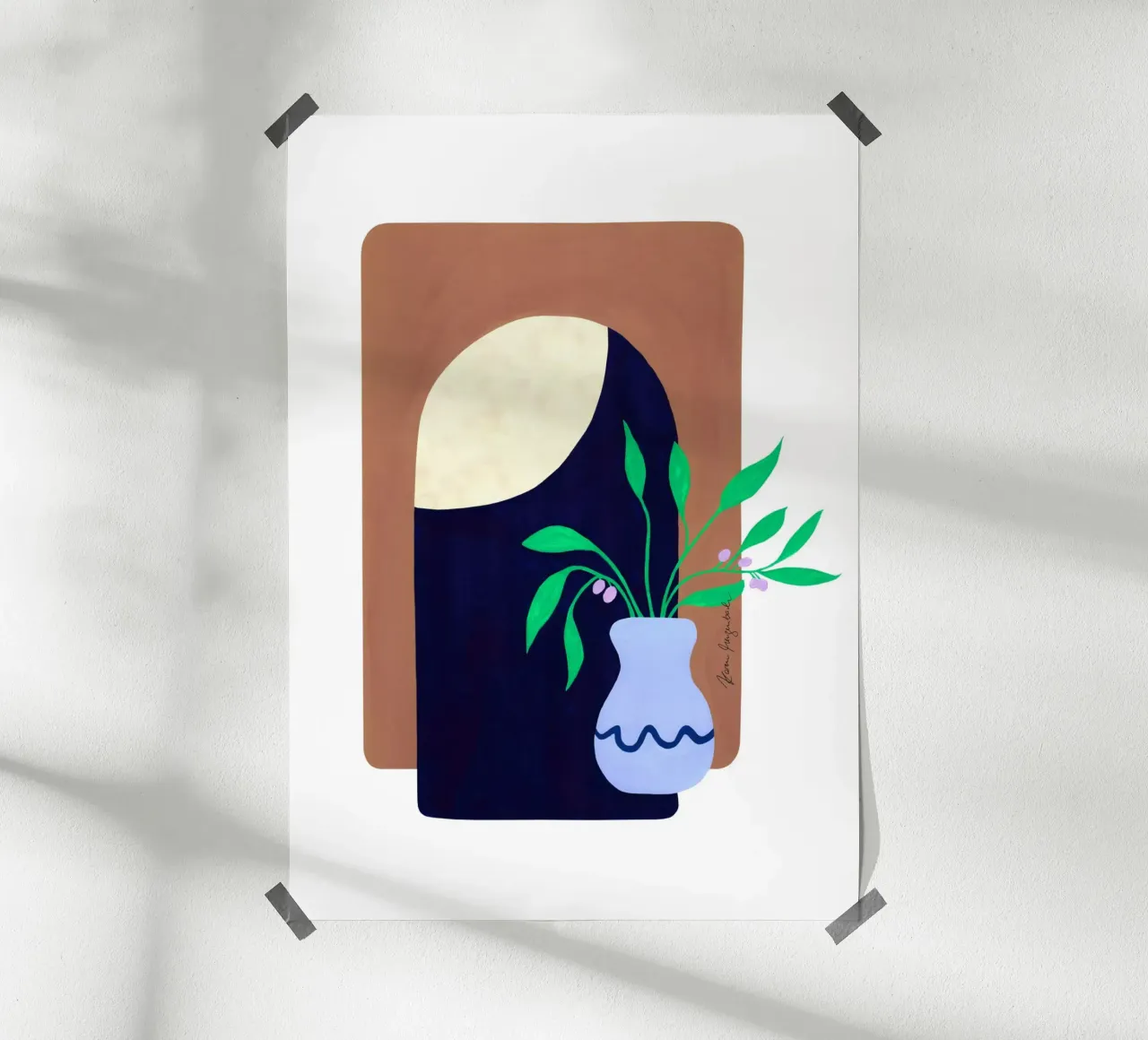 Olive Branch & Moonlight poster con telaio in plastica da karenmenzenbach