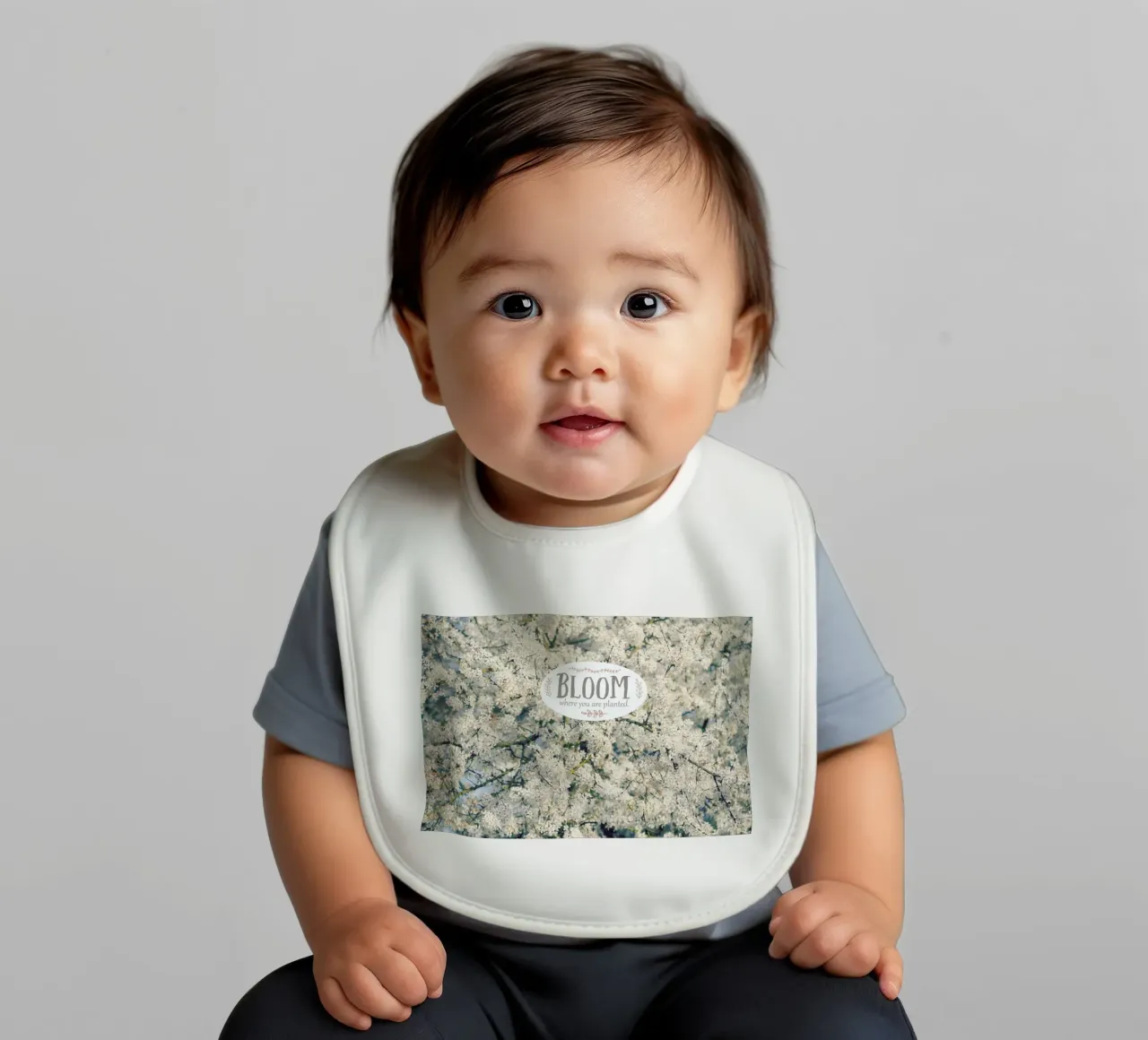 Bloom Where baby bib by Robin Delean