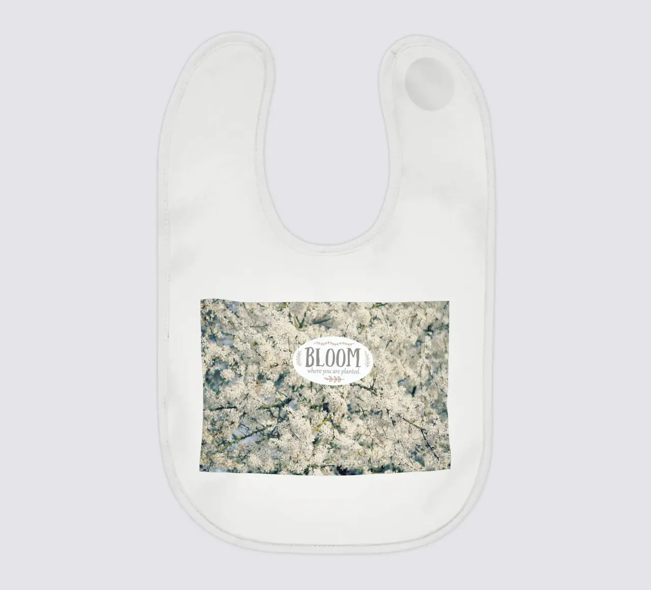 Bloom Where baby bib by Robin Delean