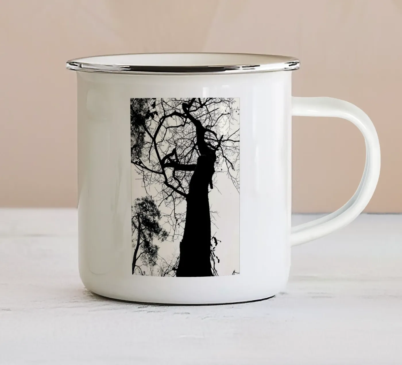 Winter tree enamel mug by SaraRosenbaum