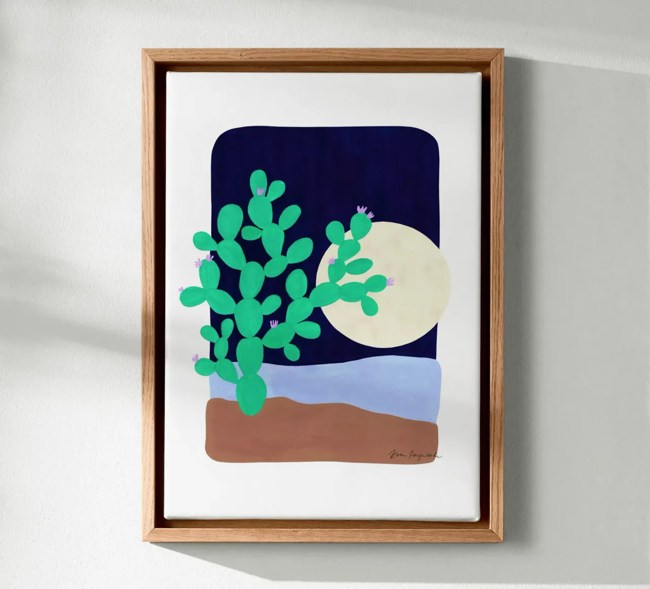 Cactus & Moonlight canvas by karenmenzenbach