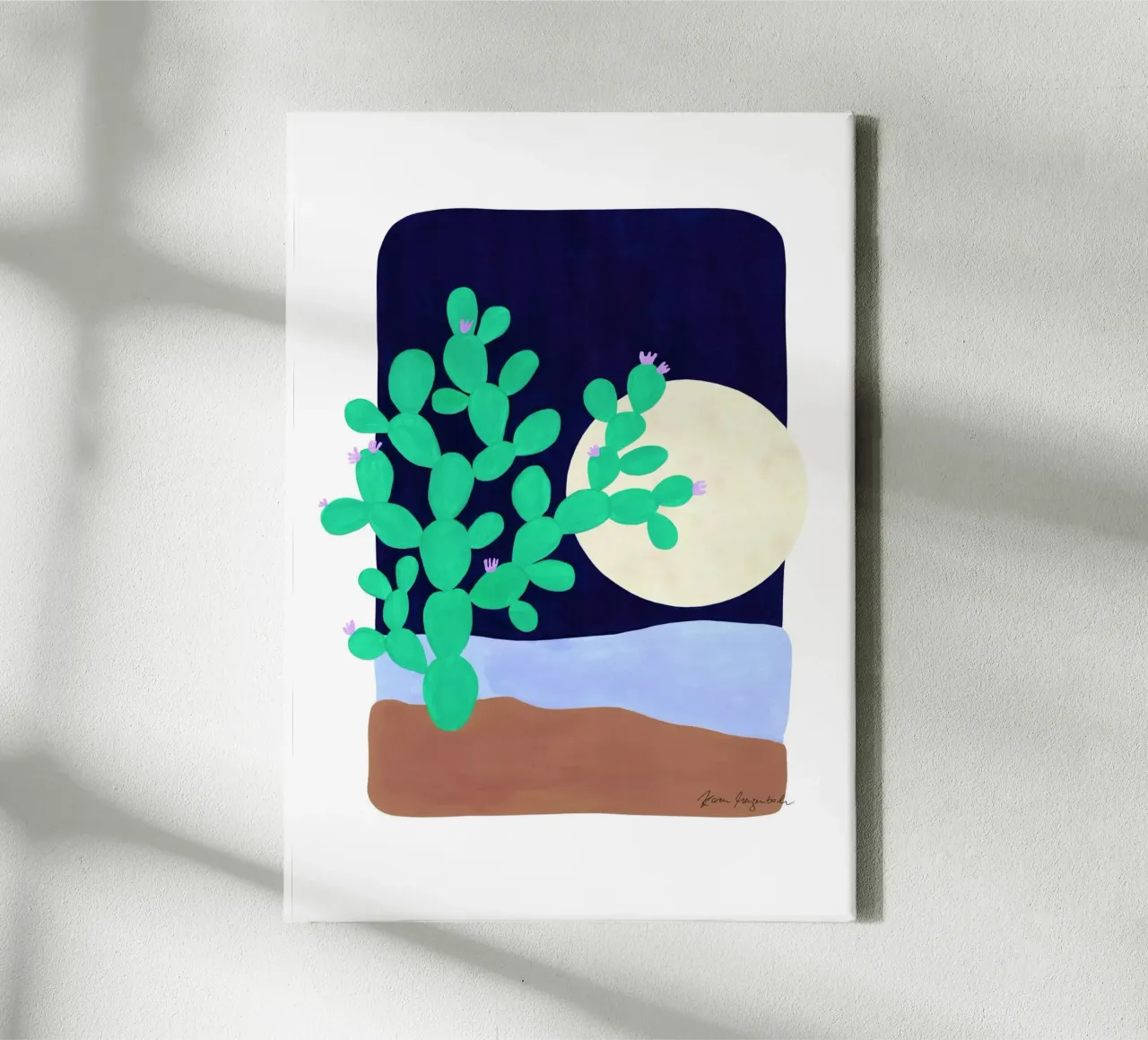Cactus & Moonlight canvas by karenmenzenbach