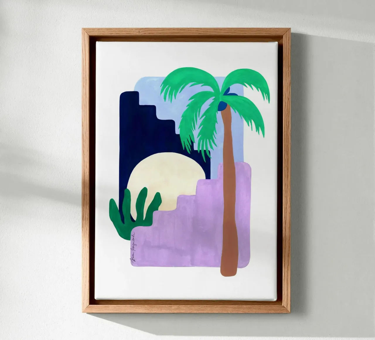 Coconut Palm & Moonlight tela con Cornice a cassetta da karenmenzenbach