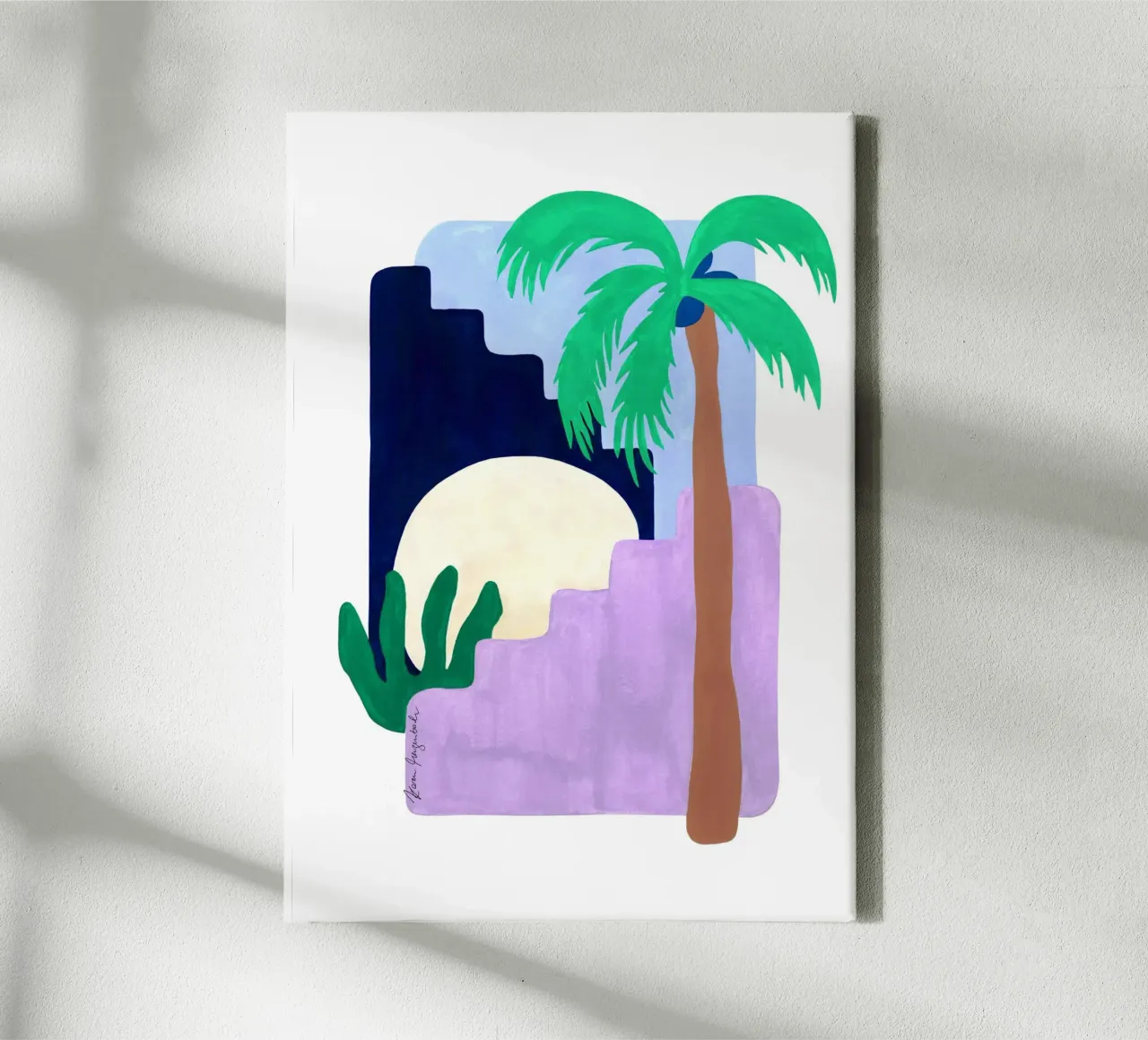 Coconut Palm & Moonlight tela con Cornice a cassetta da karenmenzenbach
