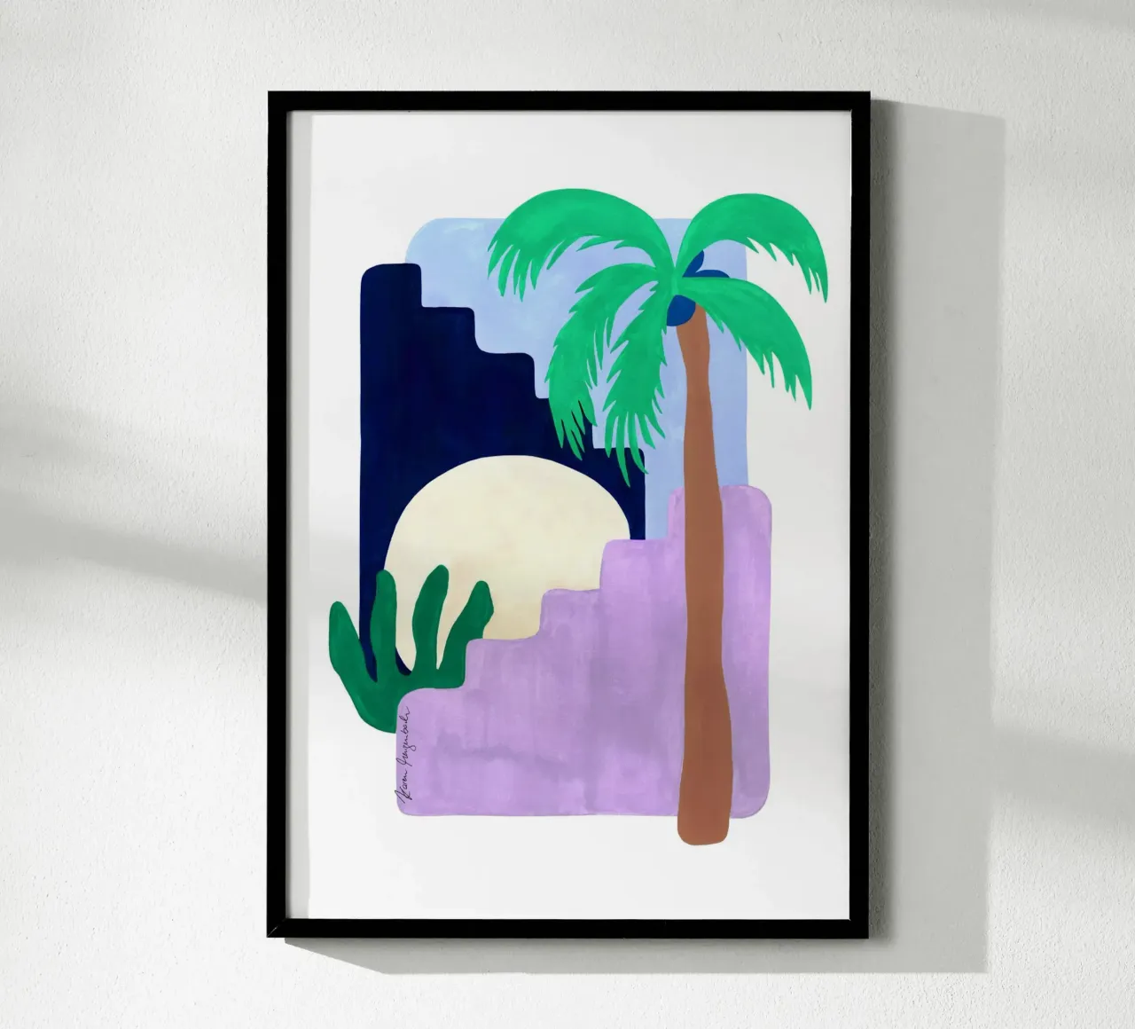 Coconut Palm & Moonlight hahnemühle by karenmenzenbach