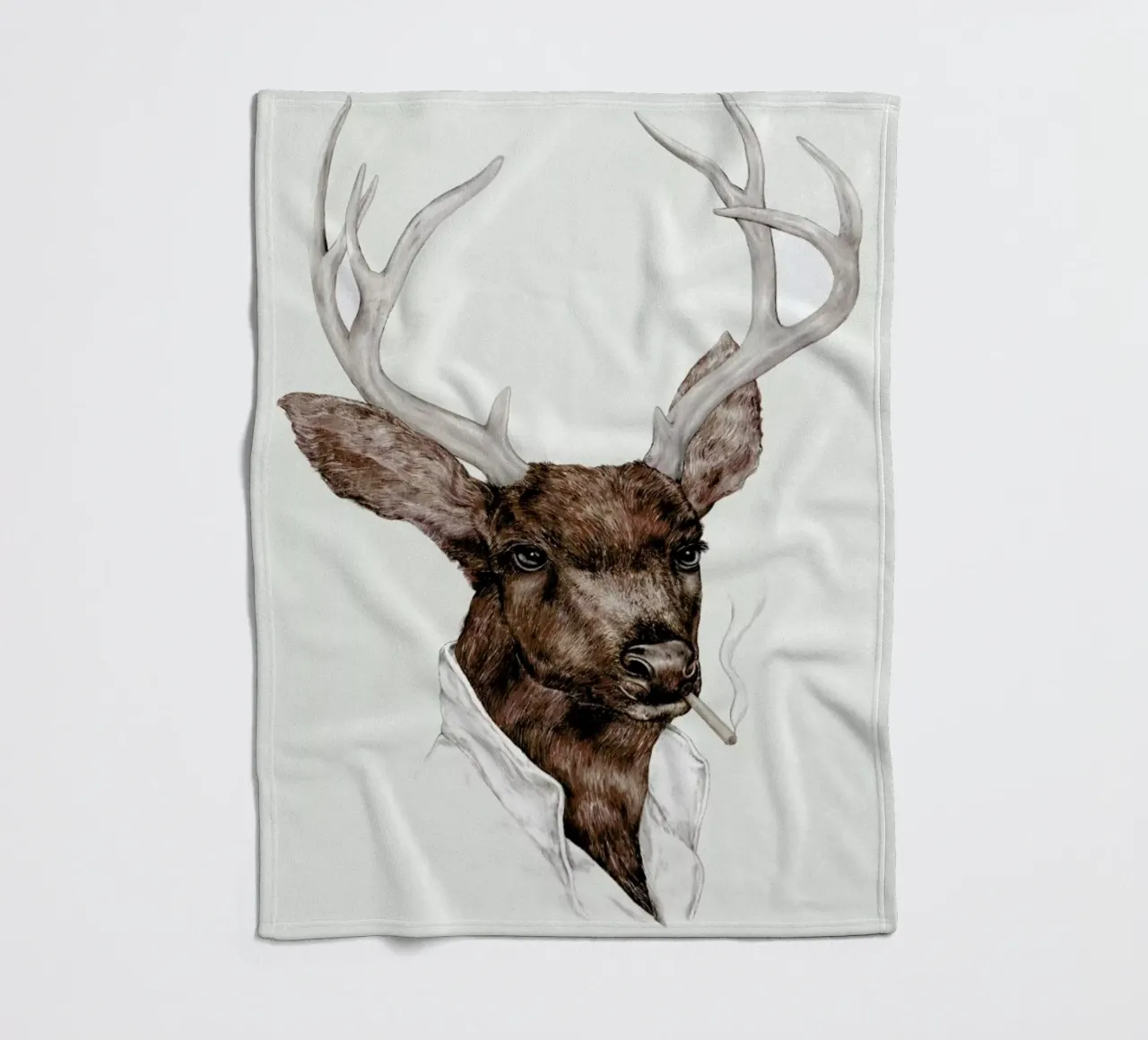 Smoking Deer fleece blanket by Animal Crew