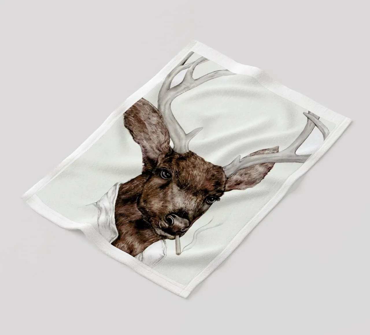 Smoking Deer fleece blanket by Animal Crew