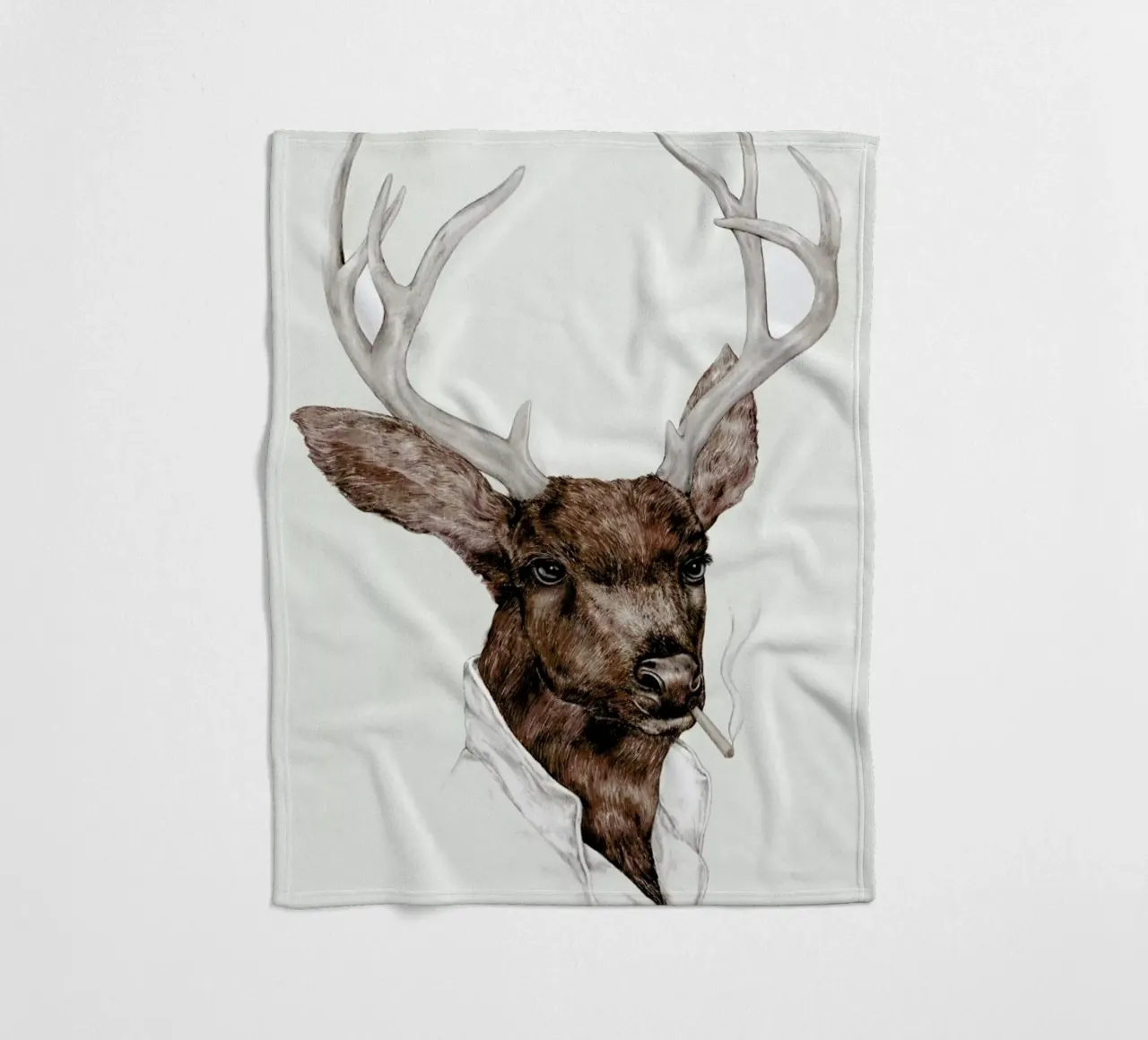 Smoking Deer fleece blanket by Animal Crew