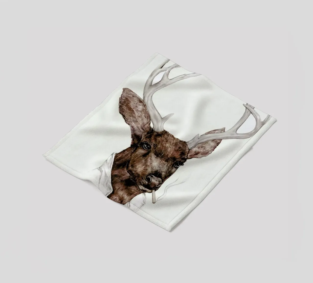 Smoking Deer fleece blanket by Animal Crew
