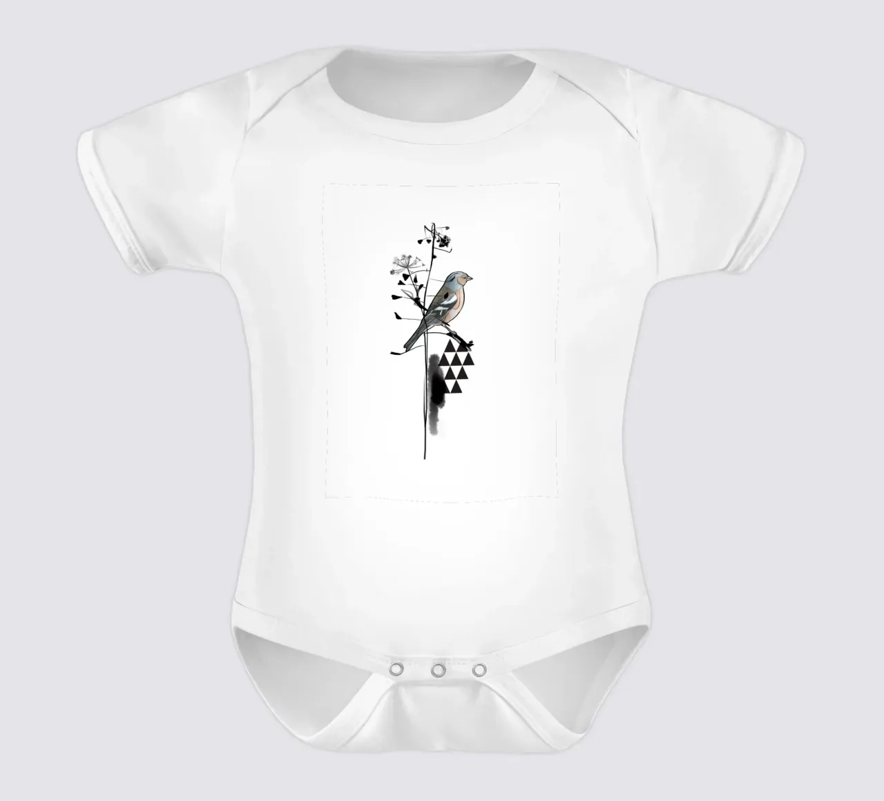 Triangle und Vogel Kurzarm Babybody von SaraRosenbaum