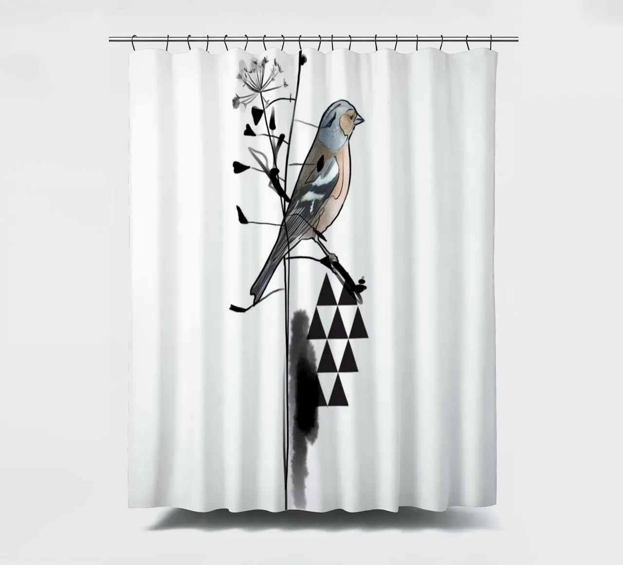 Triangle und Vogel Duschvorhang von SaraRosenbaum