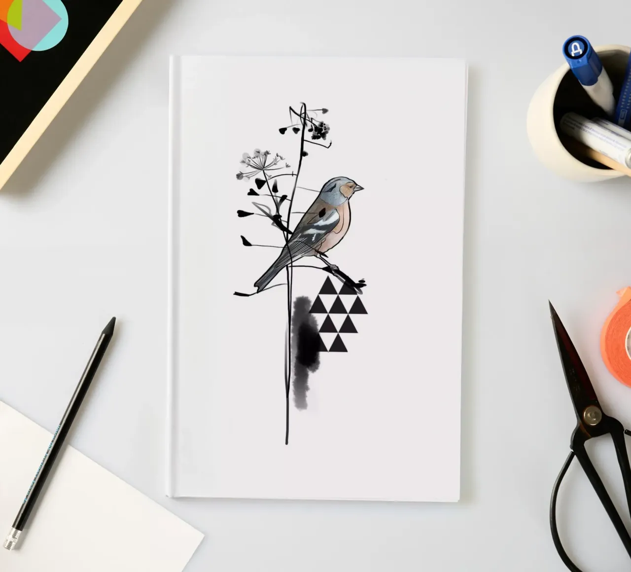 Triangle and bird notebook by SaraRosenbaum