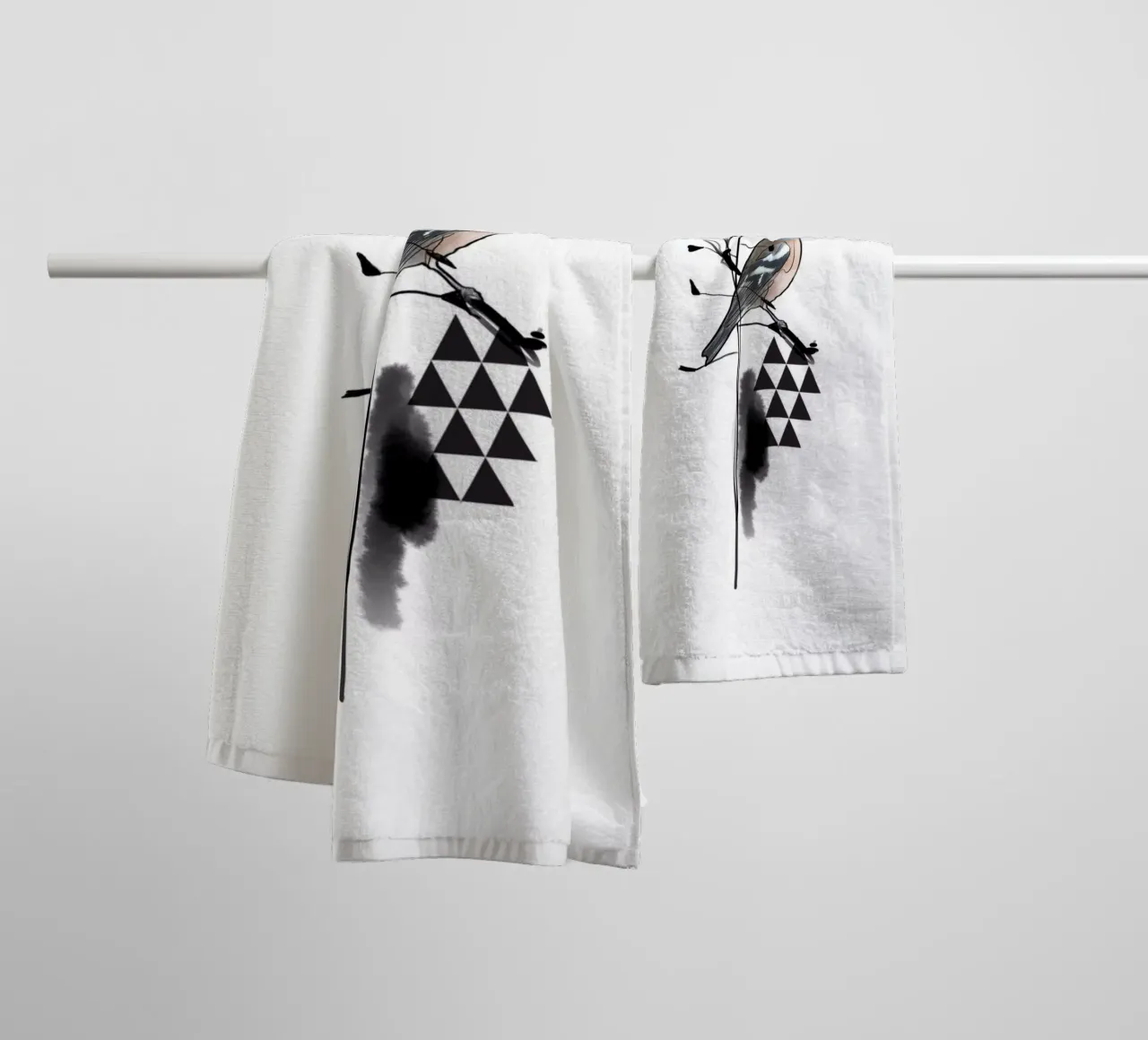 Triangle and bird towel by SaraRosenbaum