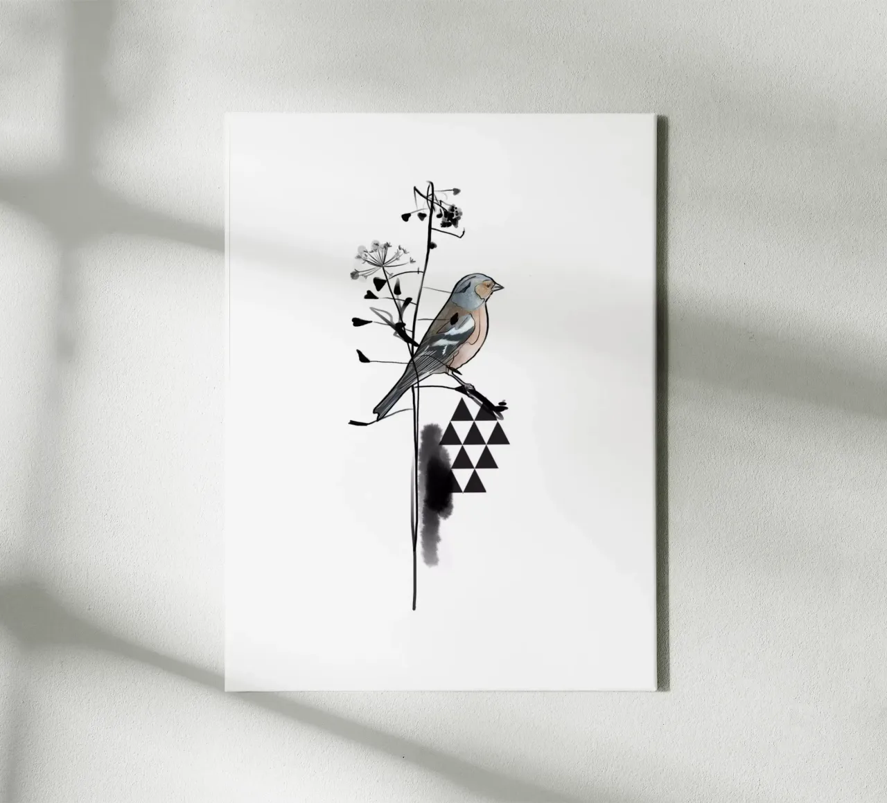 Triangle and bird canvas by SaraRosenbaum