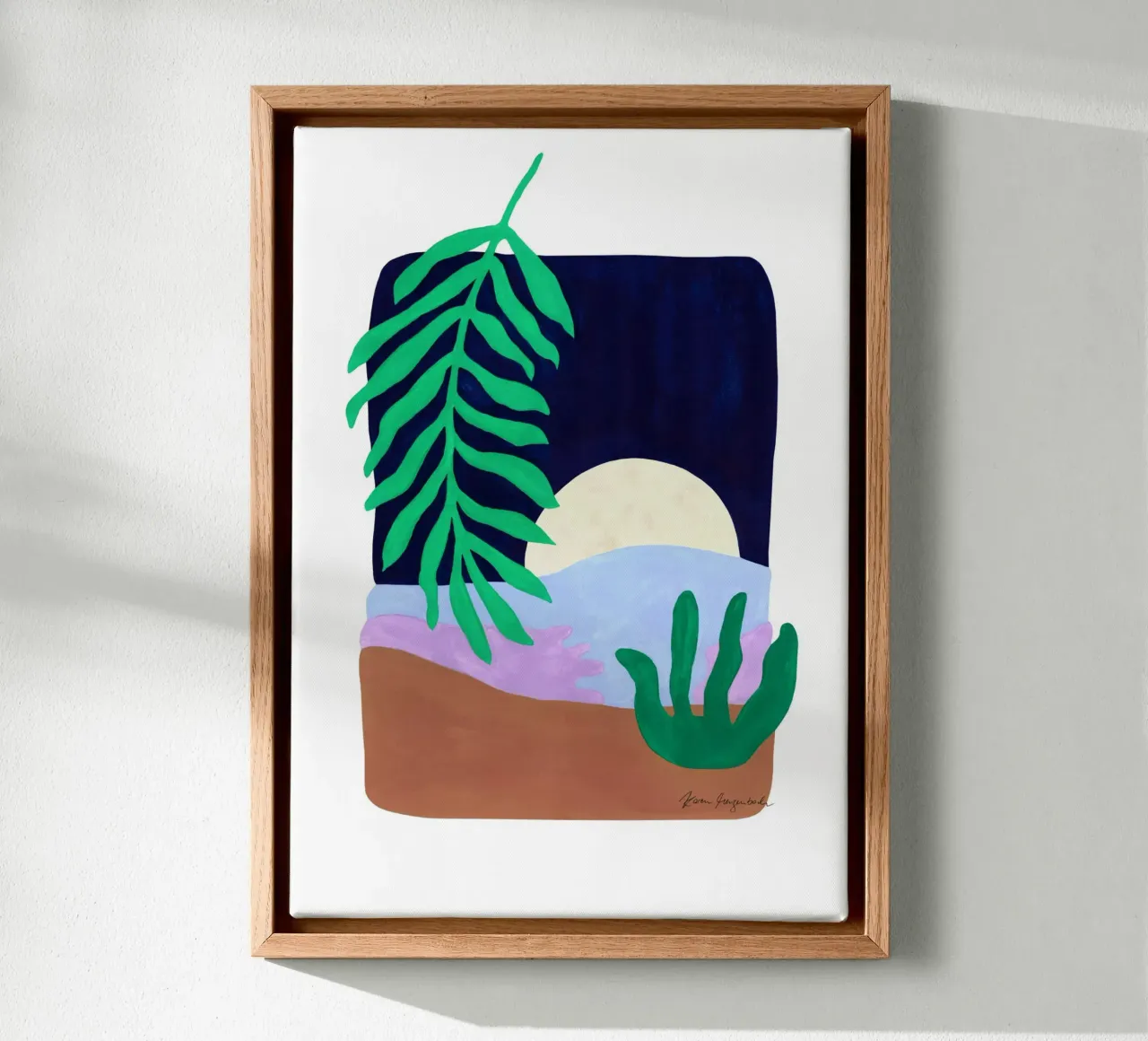 Palmleaf & Moonlight tela con Cornice a cassetta da karenmenzenbach