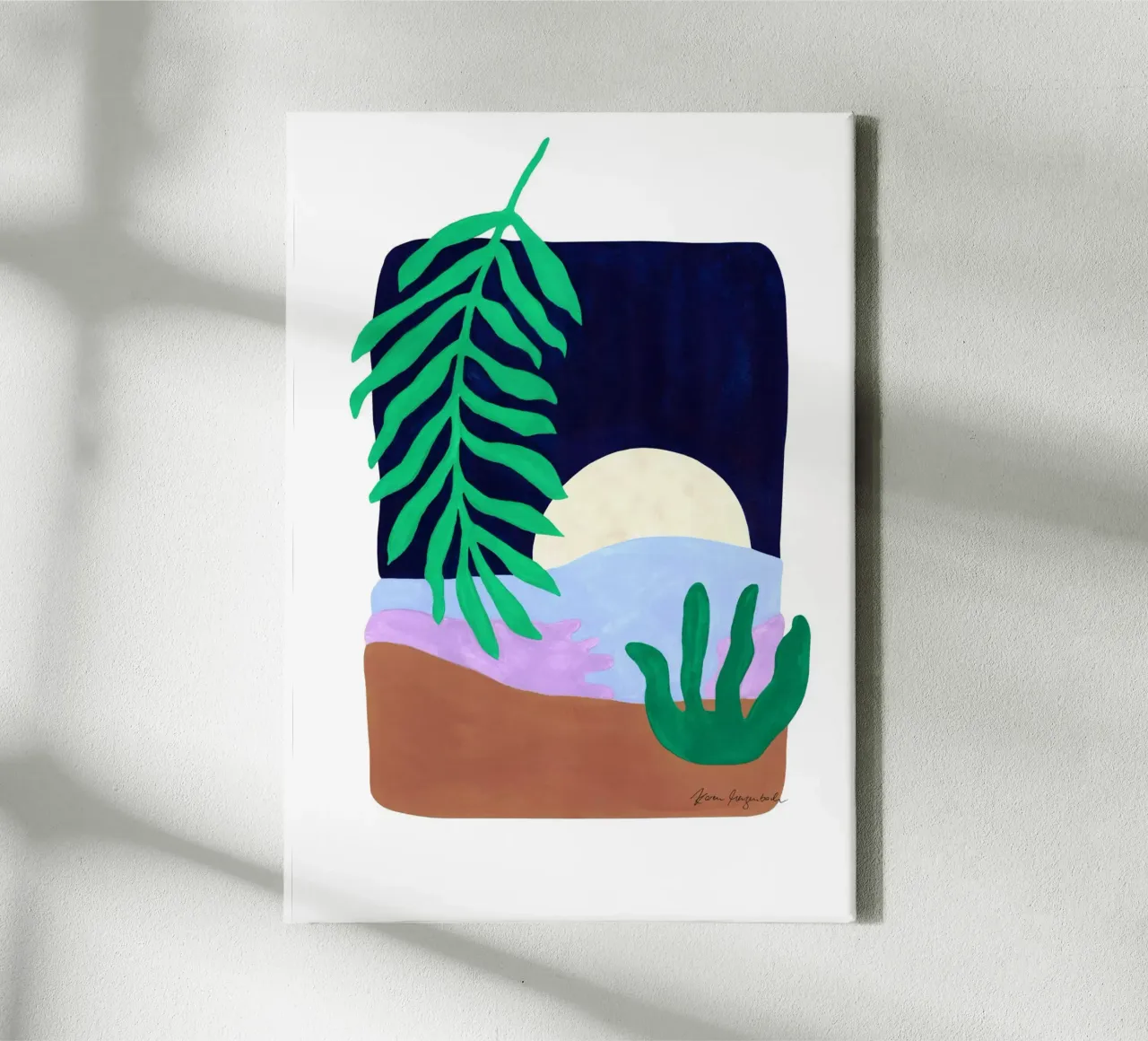 Palmleaf & Moonlight tela con Cornice a cassetta da karenmenzenbach