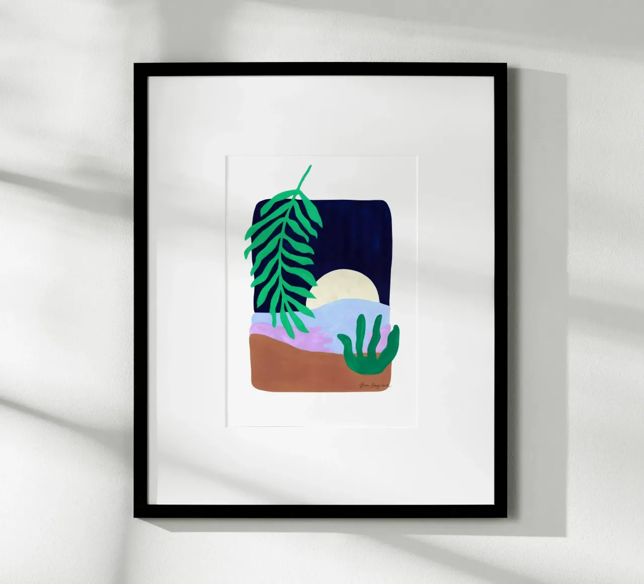 Palmleaf & Moonlight hahnemühle by karenmenzenbach