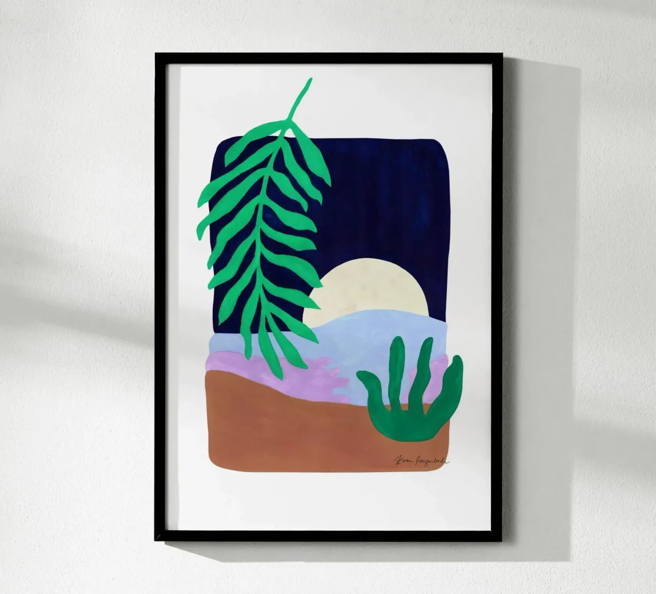 Palmleaf & Moonlight hahnemühle by karenmenzenbach